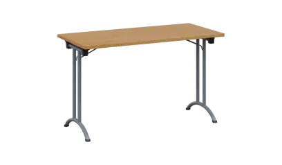 SLA 125 lak skládací jednací stůl 1250x600, deska 25 mm, podnož stříbrný lak, deska buk royal